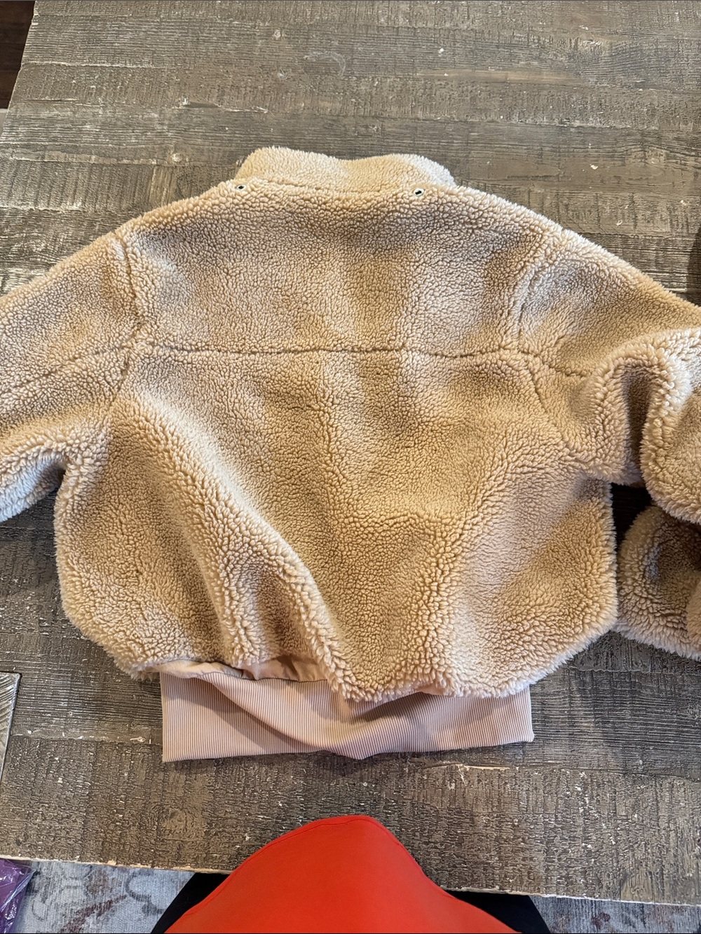 Alo Cozy Teddy Sherpa Cropped Jacket in Beige - Picture 4 of 5